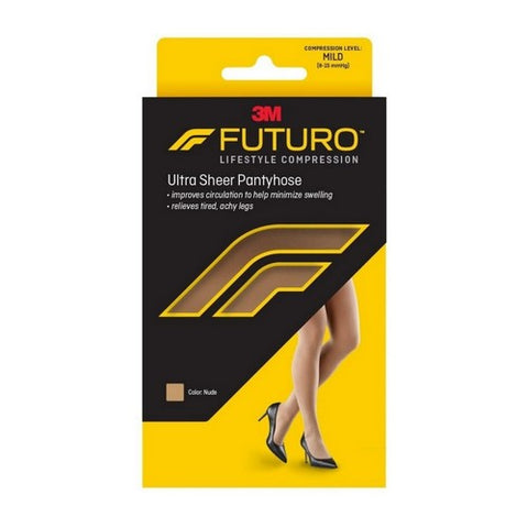 3M, Futuro Energizing Ultra Sheer Pantyhose For Women French Cut Lace Panty Mild Nude, Medium each Futuro