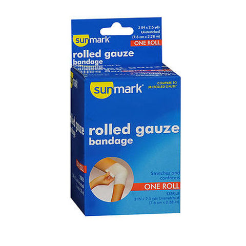 Sunmark, Rolled Gauze Bandage 3 Inches X 2.5 Yards, 1 Count Sunmark