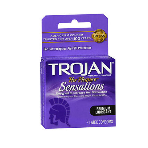 Trojan, Her Pleasure Sensations Lubricated Latex Condoms, 3 Each Trojan