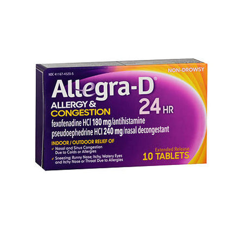 Allegra, 24 Hour Allergy Congestion Extended Release Tablets, 240 mg, 10 tabs Allegra