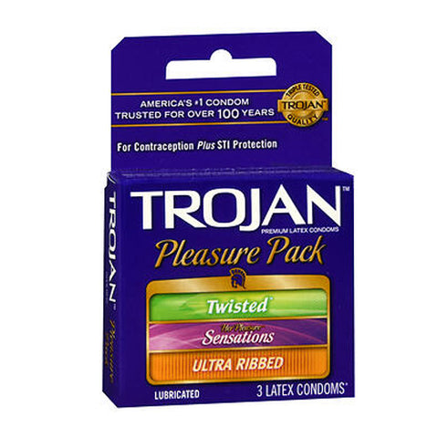 Trojan, Pleasure Pack Lubricated Latex Condoms, 3 Each Trojan