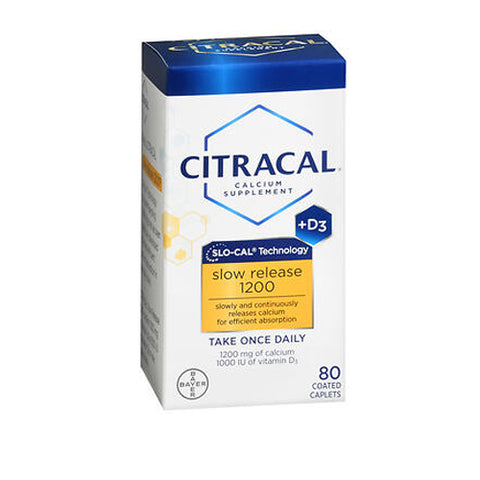 Citracal, Slow Release 1200 Plus D3 Coated Caplets, 80 tabs Citracal