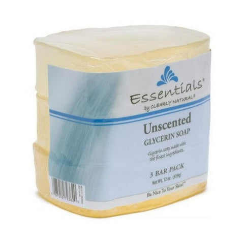 Clearly Natural, Essentials Glycerin Bar Soap Unscented, 3 Bars Clearly Natural