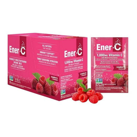 Ener-C, Vitamin C Multivitamin Drink Mix Raspberry, 1,000 mg, Raspberry 30 Packets Ener-C
