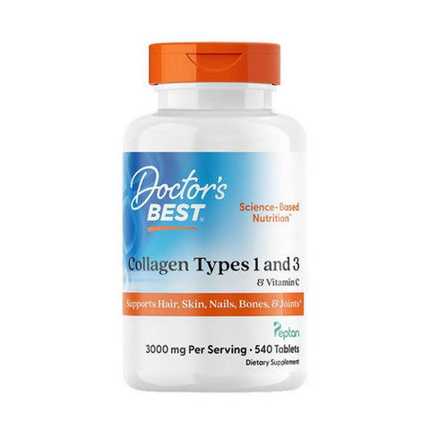 Doctors Best, Collagen Types 1 and 3 With Peptan and Vitamin C, 1,000 Mg, 540 Tablets Doctors Best