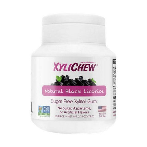 Xylichew, Xylitol Chewing Gum Natural Black Licorice, 60 Ct Xylichew