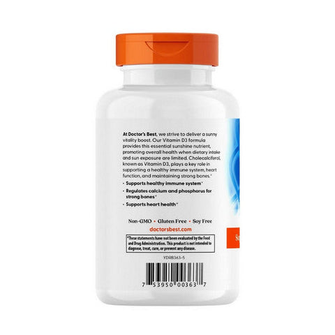Doctors Best, Vitamin D3, 125 Mcg (5,000 IU), 720 Softgels Doctors Best