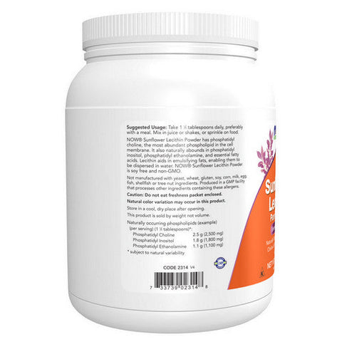 Now Foods, Sunflower Lecithin Pure Powder, 1 lb Now Foods