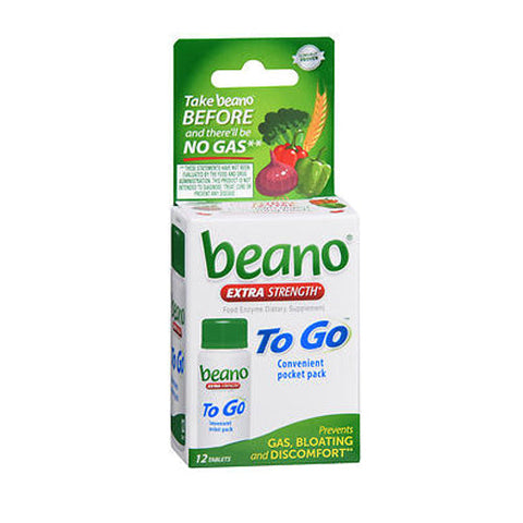 Beano, To Go Food Enzyme Dietary Supplement, 12 Tabs Beano