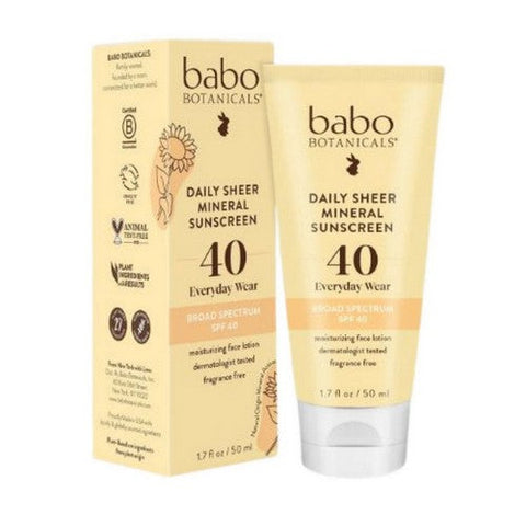 Babo Botanicals, Daily Sheer Sunscreen SPF 40, 1.7 Oz Babo Botanicals