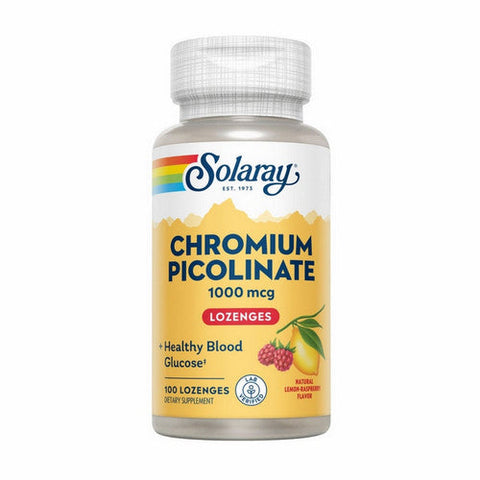 Solaray, Chromium Picolinate Natural Lemon-Raspberry, 1,000 mcg, Raspberry Lemonade 100 Lozenges Solaray