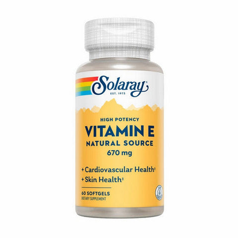 Solaray, Vitamin E Natural Source High Potency, 670 Mg, 60 Softgels Solaray