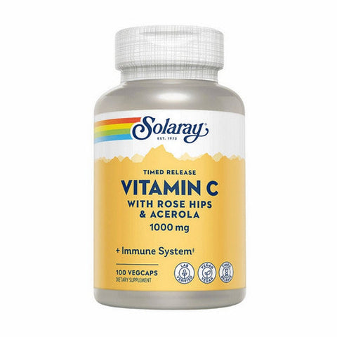 Solaray, Timed Release Vitamin C With Rose Hips And Acerola, 1000 Mg, 100 Veg Caps Solaray
