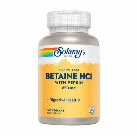 Solaray, Betaine HCI With Pepsin, 650 Mg, 100 Veg Caps Solaray