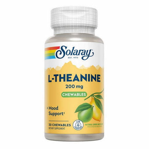 Solaray, L-Theanine, 200 mg, Lemon Lime 30 Chews Solaray