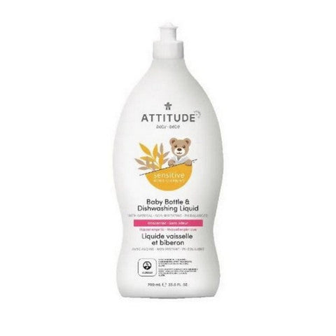 Attitude, Sensitive Skin Care Natural Baby Bottle & Dishwashing Liquid - Baby, 23.6 Oz Attitude