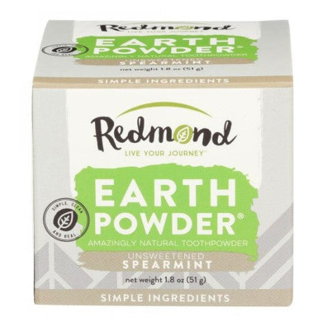 Redmond, Earthpowder All Natural Tooth and Gum Powder, Unsweetened Spearmint 1.8 Oz Redmond