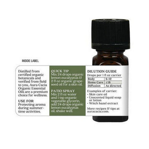 Aura Cacia, Organic Essential Oil, Lemon Eucalyptus 0.25 Oz Aura Cacia