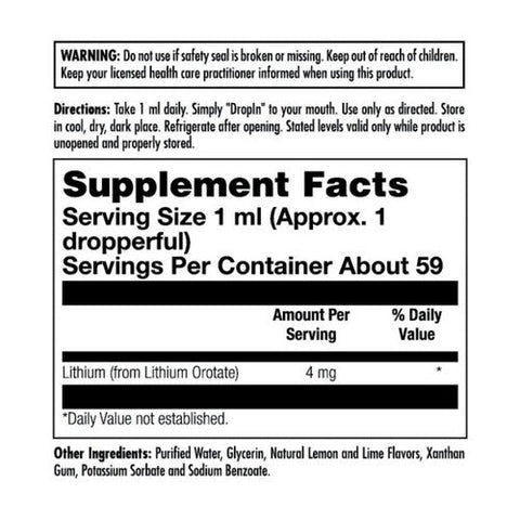Kal, Lithium Orotate Drops Lemon Lime, 2 Oz