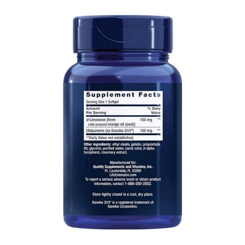 Life Extension, Coq10 Ubiquinone With D-Limonene, 100 Mg, 60 Softgels Life Extension