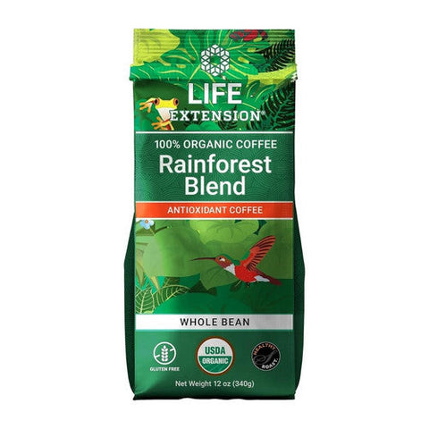 Life Extension, Rainforest Blend Whole Bean Coffee, 12 Oz Life Extension