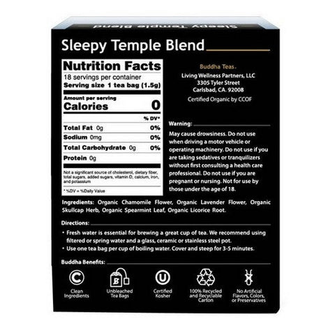 Buddha Teas, Organic Sleepy Temple Blend Tea, 18 Bags Buddha Teas