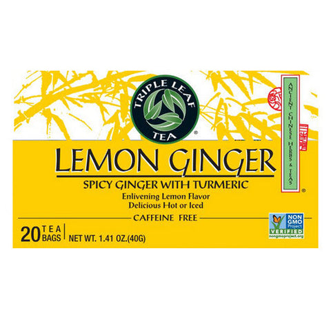 Triple Leaf Tea, Herbal Tea Lemon Ginger, 20 Bags Triple Leaf Tea