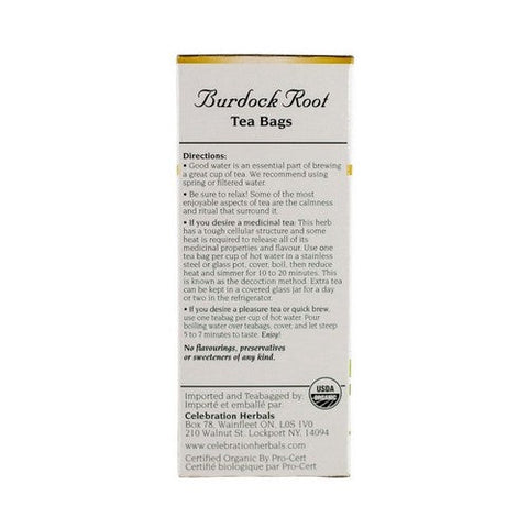 Celebration Herbals, Organic Burdock Root Tea, 24 Bags Celebration Herbals