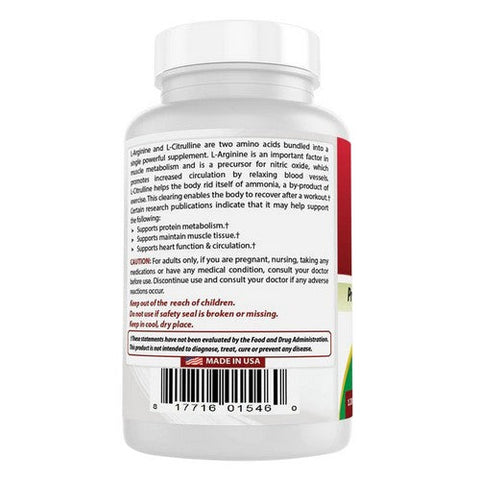 Best Naturals, L-Arginine L-Citrulline Complex, 1000 Mg, 120 Tabs Best Naturals