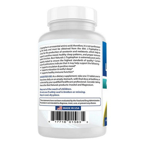 Best Naturals, L-Tryptophan, 1000 mg, 60 Tabs Best Naturals
