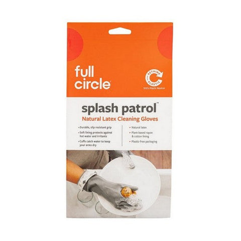 Full Circle Home, Splash Patrol Natural Latex Cleaning Gloves Size Large Gray, 1 Pair Full Circle Home