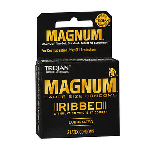 Trojan, Magnum Ribbed Male Condoms, 3 Each Trojan