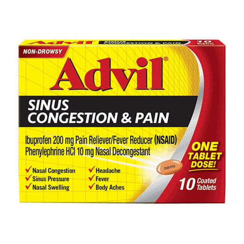 Advil, Sinus Congestion & Pain, 10 Tabs Advil