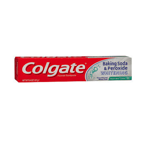 Colgate, Baking Soda And Peroxide Whitening Anticavity Fluoride Toothpaste Frosty Mint Stripe Gel, 6 Oz Colgate