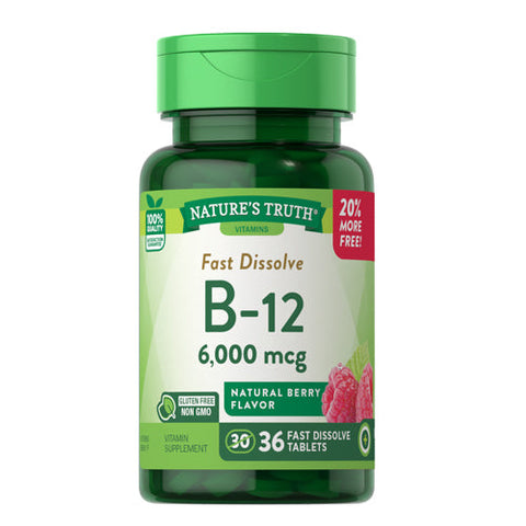 Nature's Truth, B-12 Fast Dissolve Natural Berry Flavor, 6000 Mcg, 36 Tabs Nature's Truth