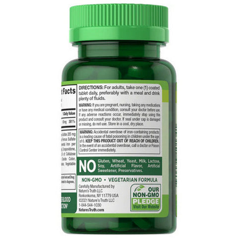 Nature's Truth, Iron Ferrous Sulfate Coated Tablets, 65 Mg, 120 Caps Nature's Truth