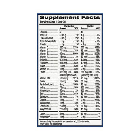 Bausch + Lomb, Preservision Areds 2 Formula + Multivitamin, 100 Tabs