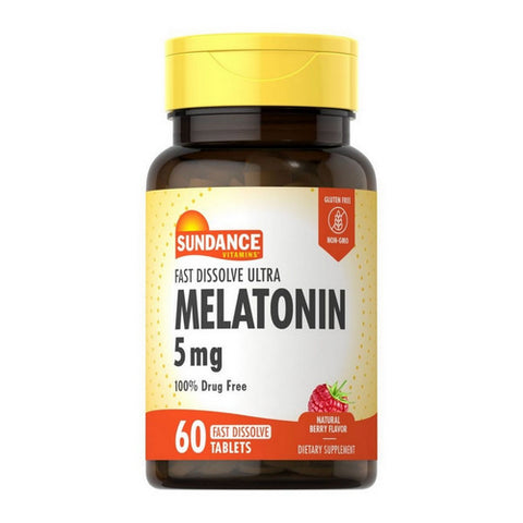 Sundance, Melatonin Fast Dissolve Ultra Natural Berry Flavor, 5 Mg, 60 Tabs Sundance