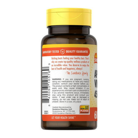 Sundance, Apple Cider Vinegar Quick Release Capsules, 450 mg, 60 Caps Sundance