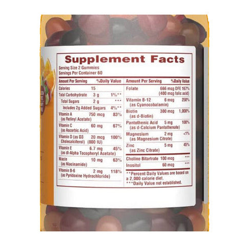 Sundown Naturals, Sundown Naturals Adult Multivitamin with Vitamin D3 Gummies Orange - Cherry and Grape Flavored, 50 Each Sundown Naturals