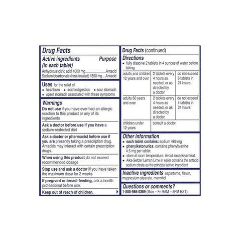 Alka-Seltzer, Upset Stomach Relief Lemon Lime, 36 Count Alka-Seltzer
