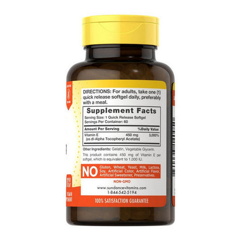 Sundance, High Potency Vitamin E, 450 Mg, 60 Caps Sundance