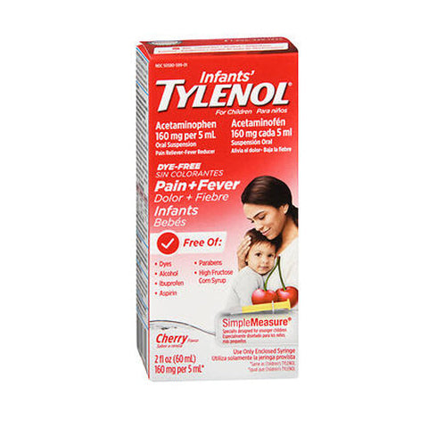 Tylenol, Infants Pain + Fever Oral Suspension Dye Free Cherry, 2 Oz Tylenol