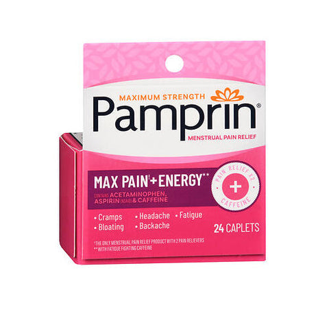Pamprin, Max Pain Plus Energy Menstrual Pain Relief Caplets, 24 Tabs Pamprin
