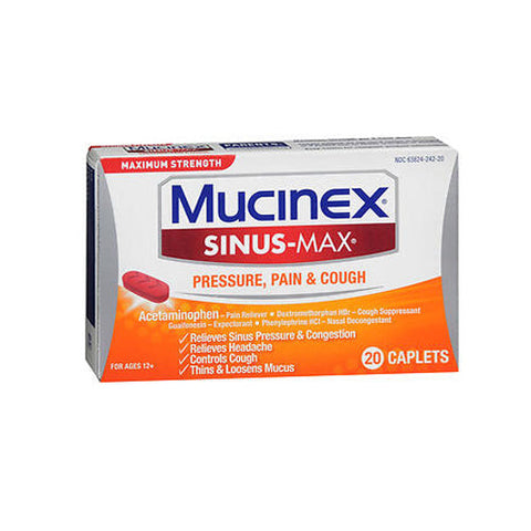 Mucinex, Sinus-Max Pressure - Pain & Cough Caplets, 20 Caps Mucinex