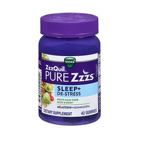 Vicks, Zzzquil Pure Zzzs Sleep + De-Stress Gummies Blackberry Vanilla, 42 Each Vicks