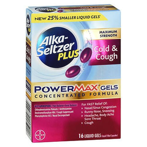 Alka-Seltzer, Plus Cold And Cough Powermax Gels, 16 Count Alka-Seltzer