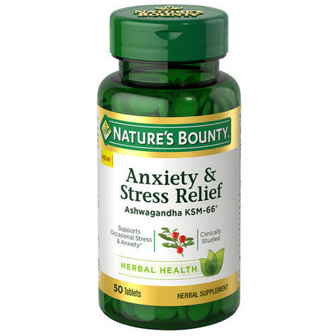 Nature's Bounty, Nature's Bounty Anxiety & Stress Relief Tablets, 50 Tabs Nature's Bounty
