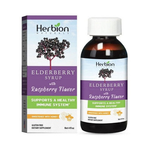 Herbion Naturals, Elderberry Syrup Raspberry, 4 Oz Herbion Naturals
