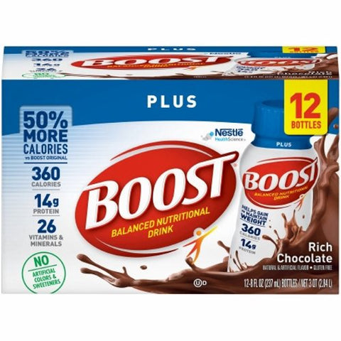 Boost Plus Nutritional Drink Rich Chocolate Count of 24 by Nestle Healthcare Nutrition